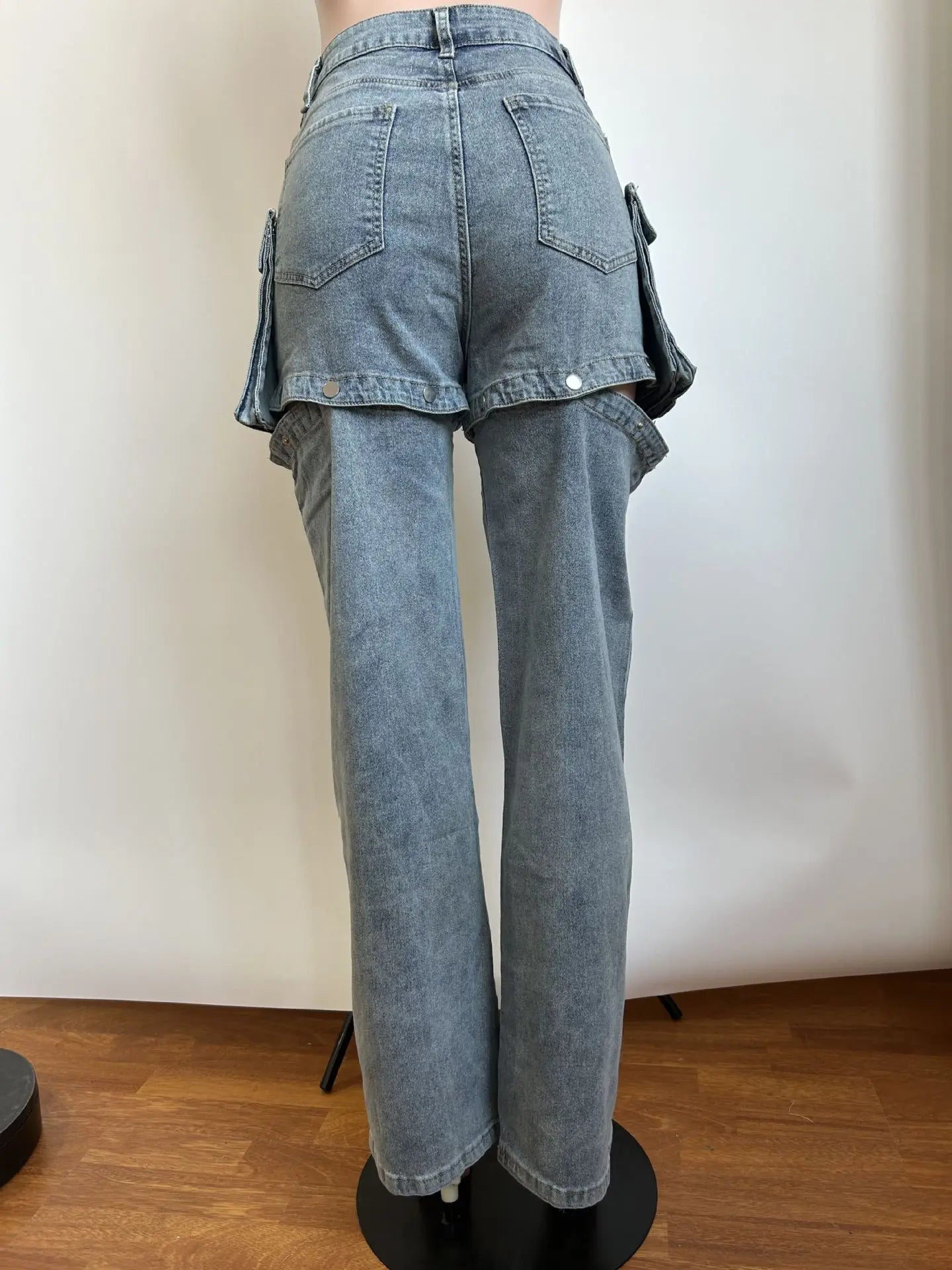 Jeans Rectos Stretch — Diseño Bolsillo 3D Streetwear Mujer