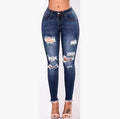 Jeans Skinny Rotos Slim — Leggings Denim Elásticos Mujer