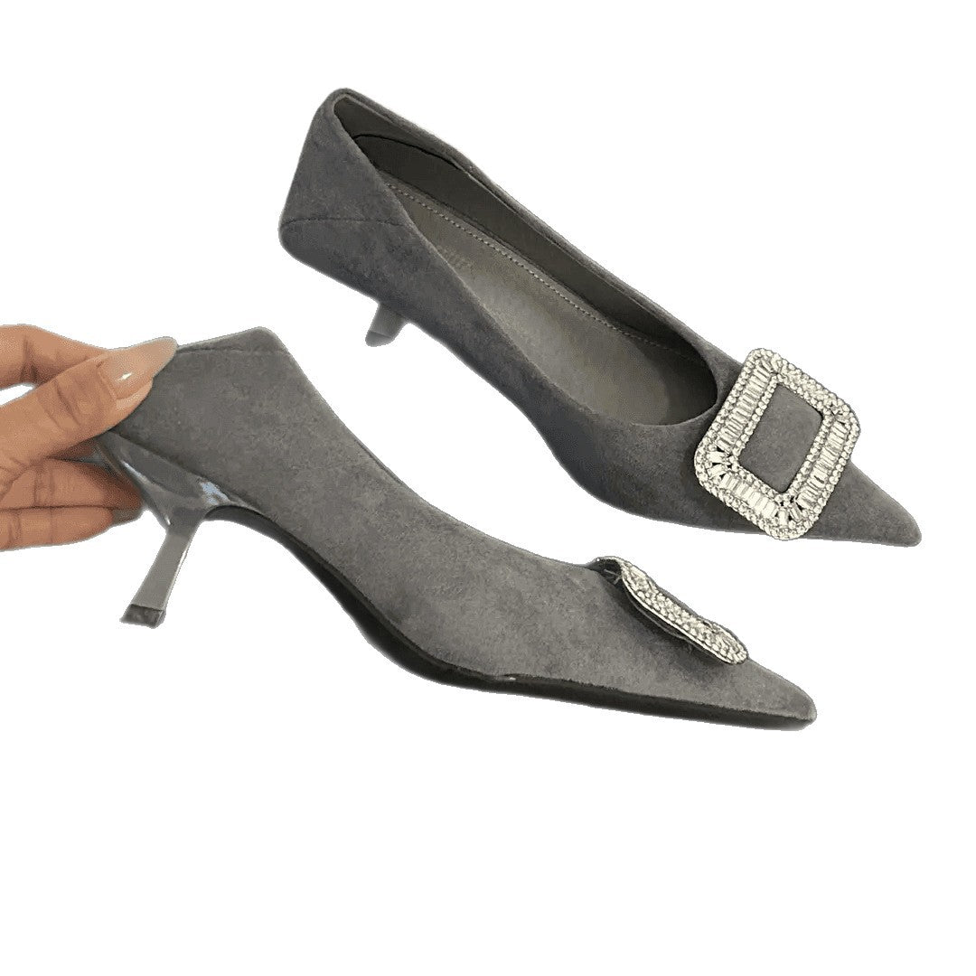 Zapatos de Tacón con Hebilla Diamante | Punta Fina | Elegantes Mujer