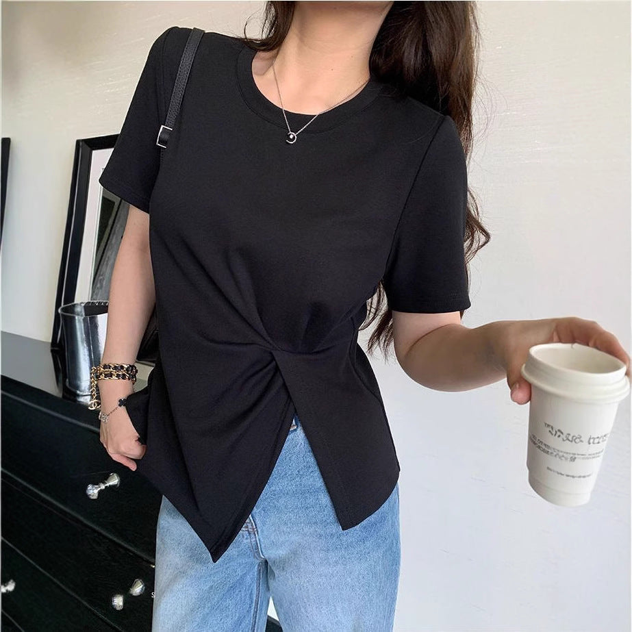 Camiseta Talla Grande Algodón — Diseño Split Hombro Favorecedor Mujer 2026