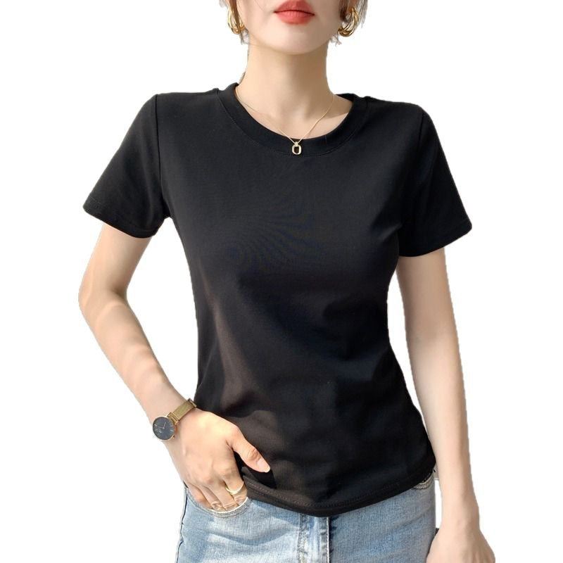 Camiseta Básica Color Sólido Slim Fit — Manga Corta Mujer Verano 2026
