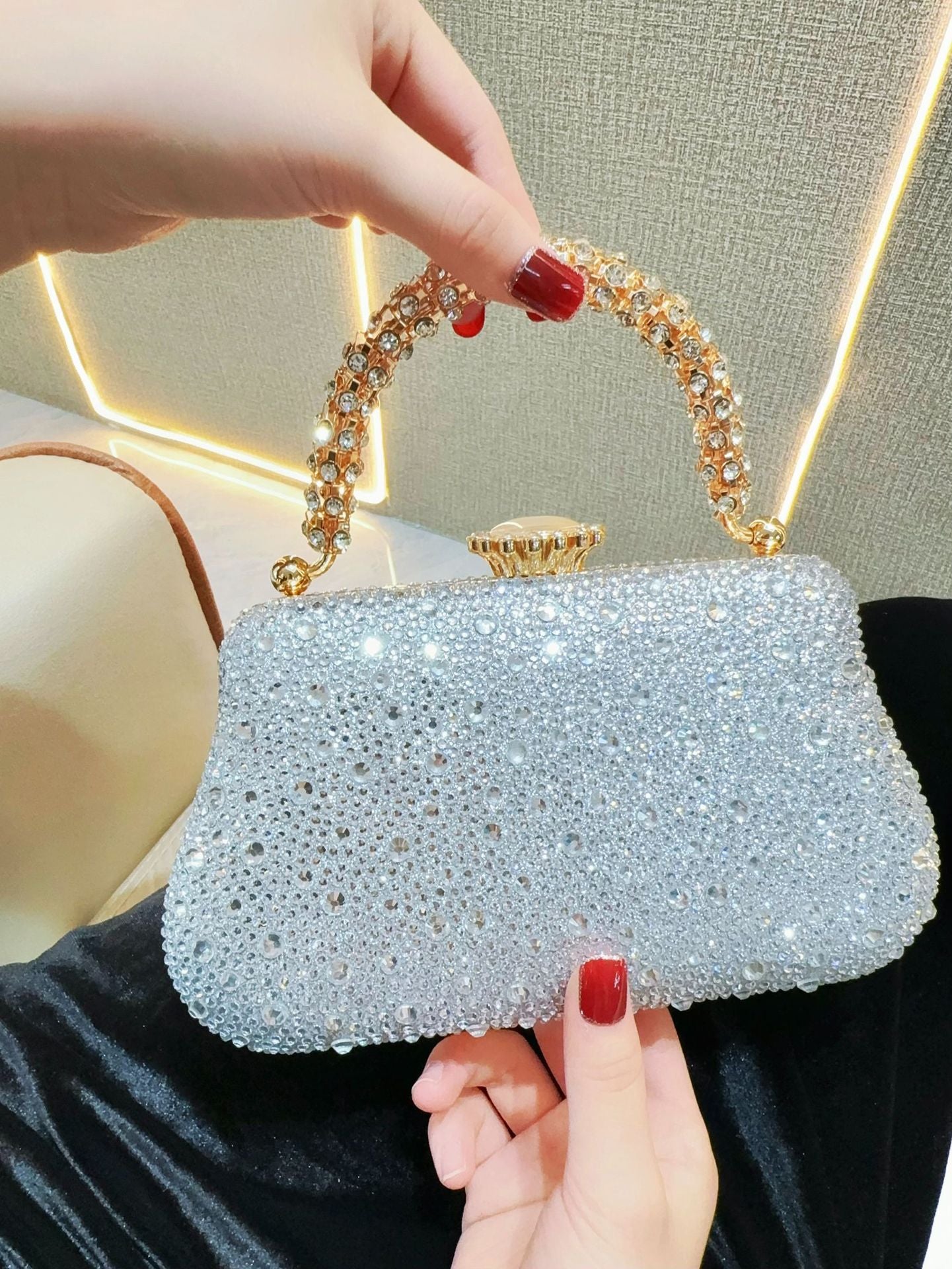 Bolso de Noche con Diamantes - Clutch Elegante para Gala y Banquete