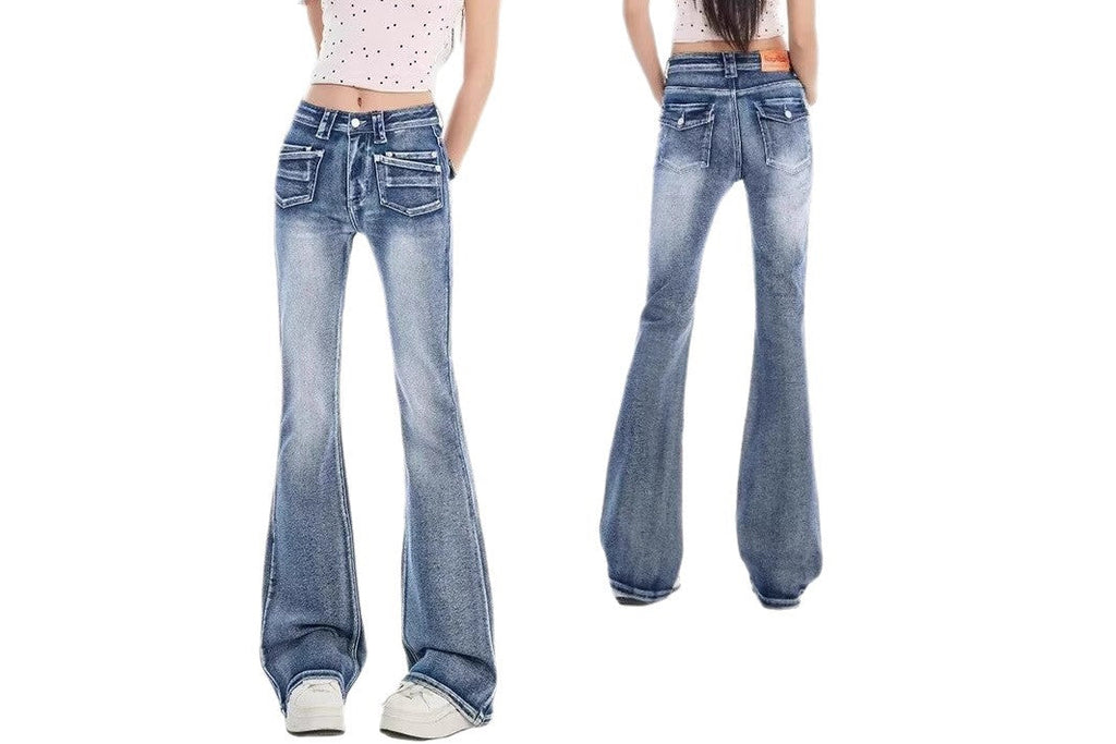 Jeans Acampanados Cintura Baja — Slim Fit Lavado Claro Mujer 2026