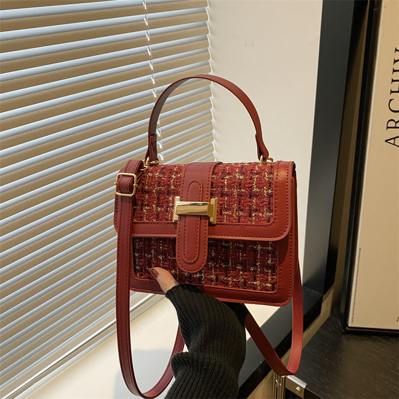 Bolso Tejido Estilo Chanel Pequeño Cuadrado - Bandolera Elegante Mujer