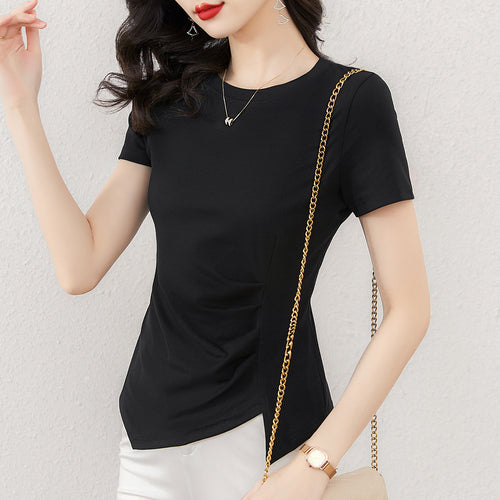 Camiseta Estilo Coreano Manga Corta — Suelta Elegante Transpirable Mujer 2026