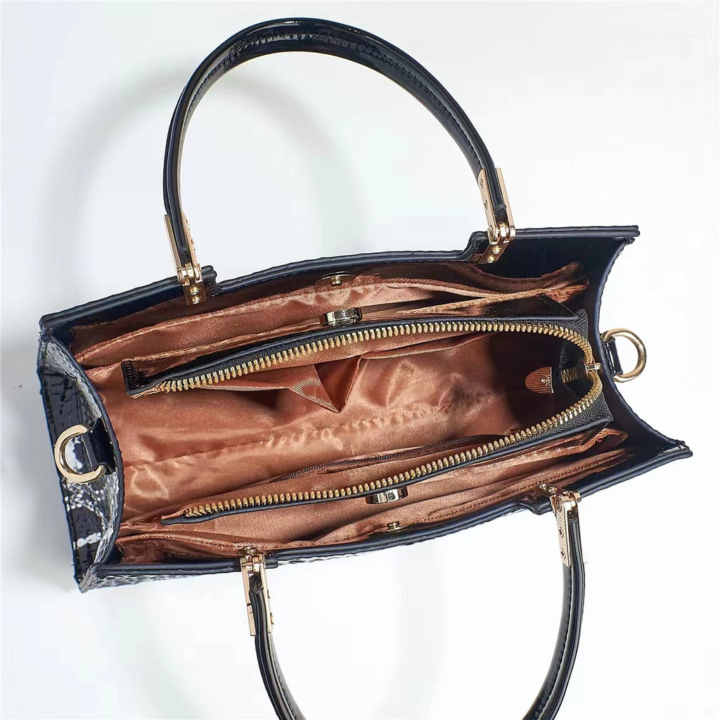 Bolso Bandolera Piel Brillante Cocodrilo - Gran Capacidad Mujer 2025