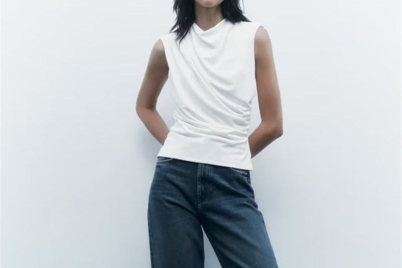 Camiseta Sin Mangas Cuello Redondo — Estilo INS Europeo Mujer 2026