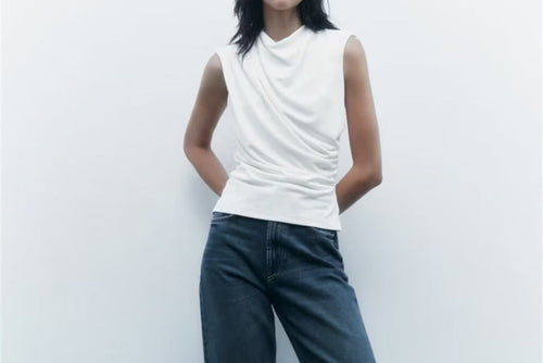 Camiseta Sin Mangas Cuello Redondo — Estilo INS Europeo Mujer 2026