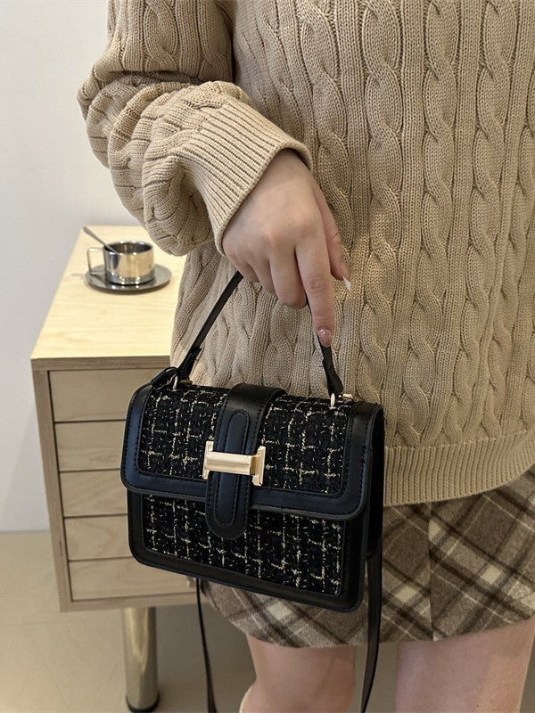 Bolso Tejido Estilo Chanel Pequeño Cuadrado - Bandolera Elegante Mujer