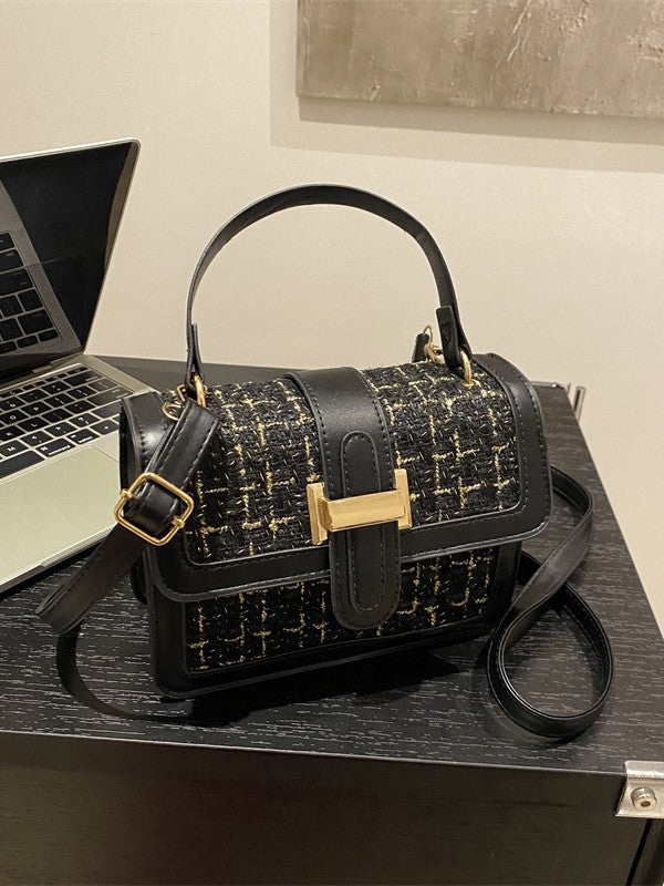 Bolso Tejido Estilo Chanel Pequeño Cuadrado - Bandolera Elegante Mujer