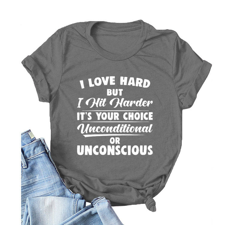 Camiseta Manga Corta Frase — Estilo Americano Casual Mujer 2026