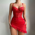 Sheer Lace Camisole Nightgown – Asymmetrical Wireless Dress