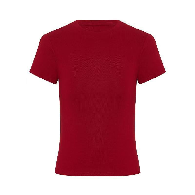 Camiseta Básica Color Sólido Slim Fit — Manga Corta Mujer Verano 2026