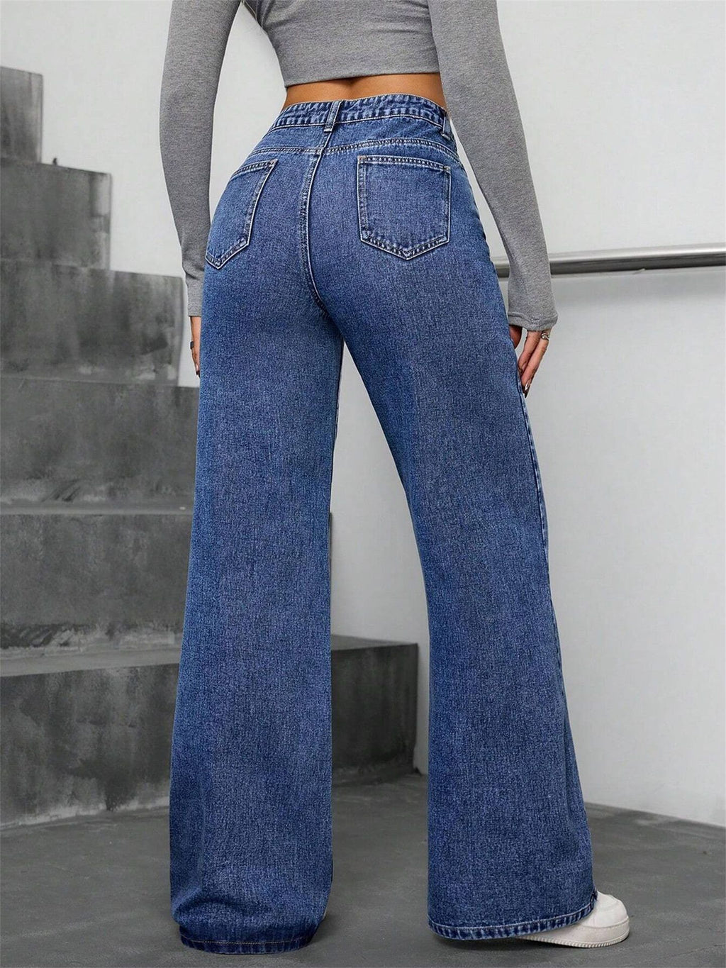 Jeans Rectos Floral Rhinestone — Pierna Recta Streetwear Mujer 2026