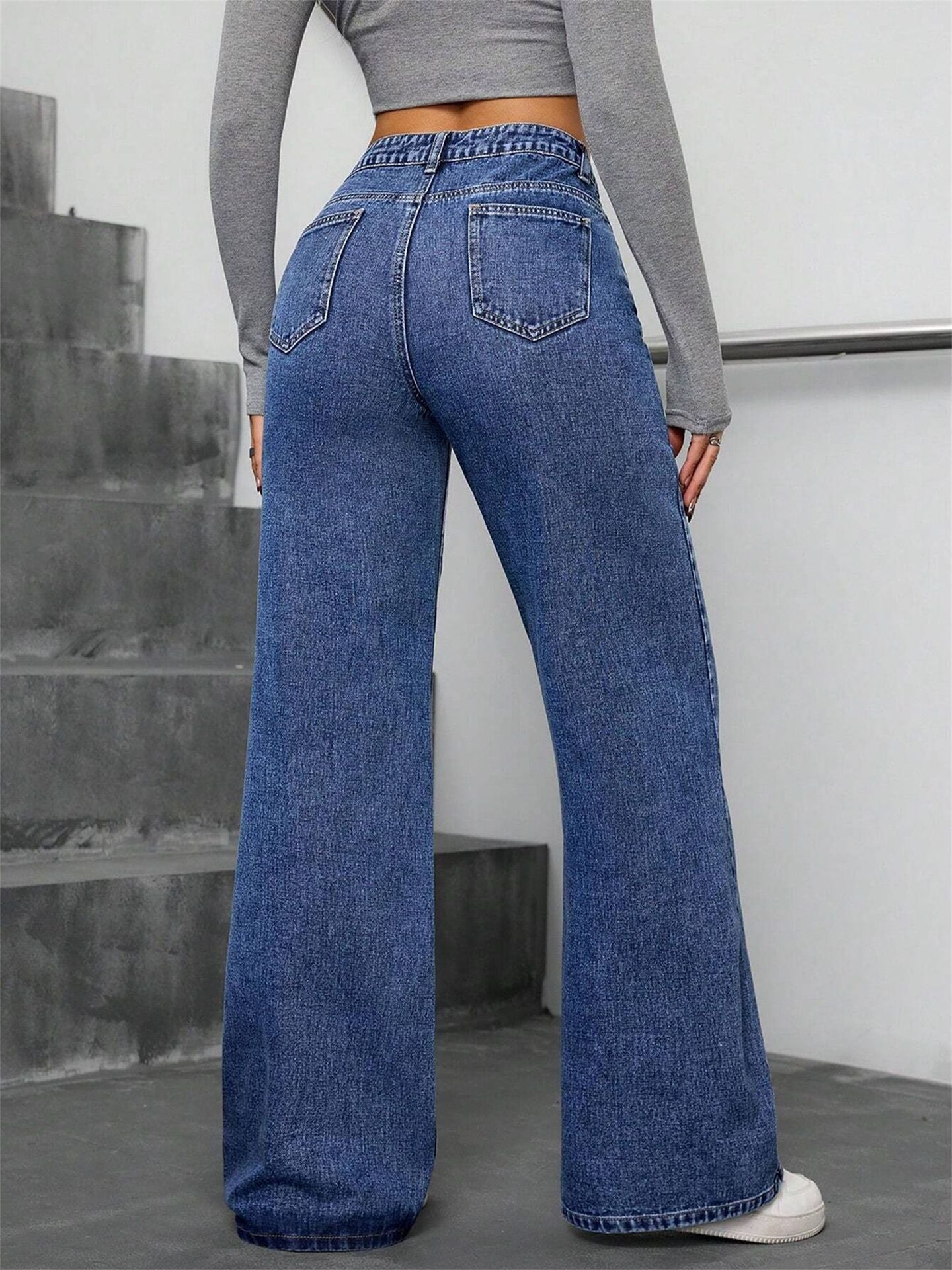 Jeans Rectos Floral Rhinestone — Pierna Recta Streetwear Mujer 2026
