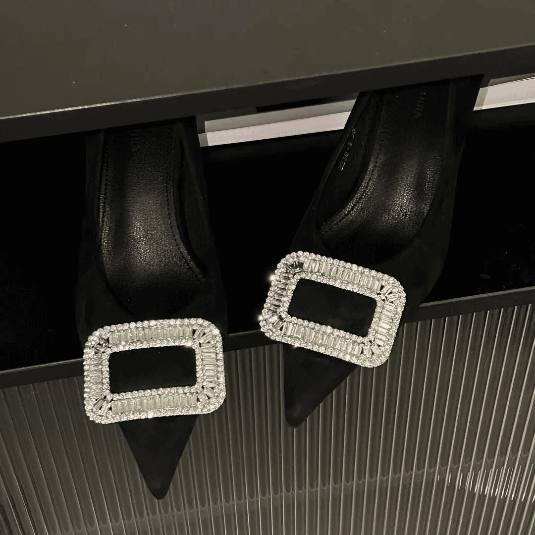 Zapatos de Tacón con Hebilla Diamante | Punta Fina | Elegantes Mujer