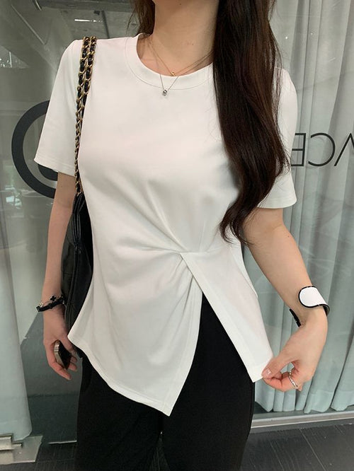 Camiseta Talla Grande Algodón — Diseño Split Hombro Favorecedor Mujer 2026