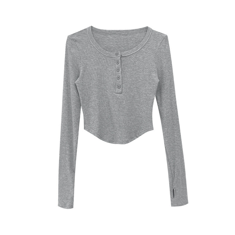 Camiseta Manga Larga Cuello V Slim — Estilo Americano Spicy Girl Mujer 2026