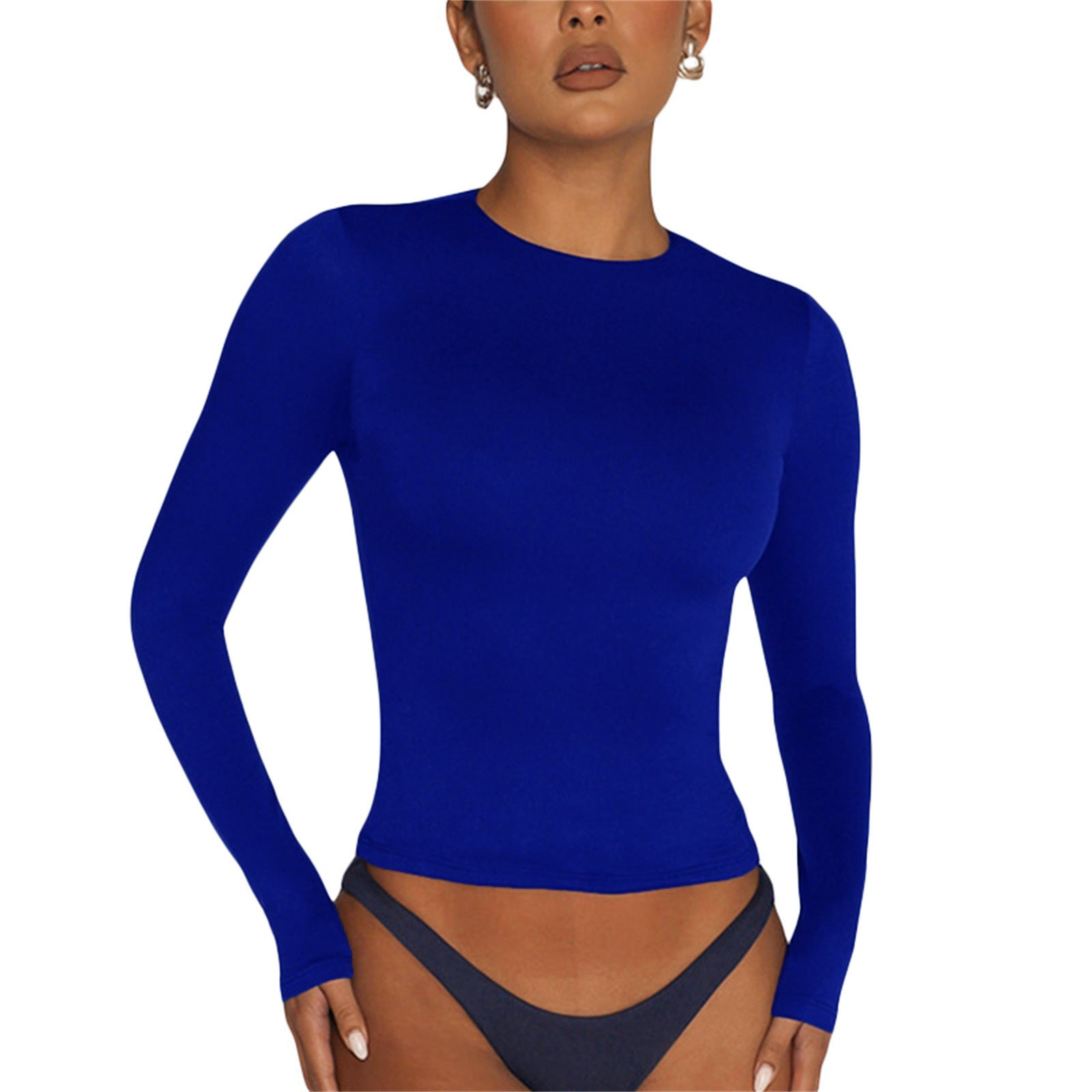Camiseta Manga Larga Cuello Redondo — Base Slim Fit Mujer 2026