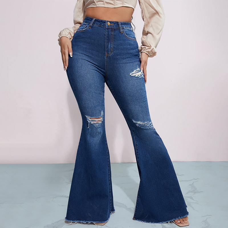 Jeans Acampanados Micro-Flare Cintura Alta — Elásticos Talla Pequeña Mujer