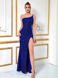 Vestido de Noche con Lentejuelas y Hombro Único