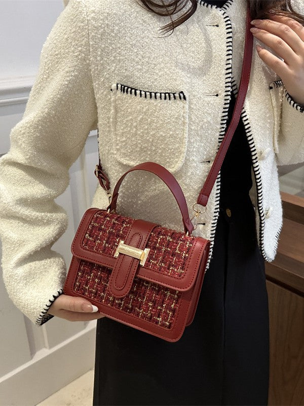 Bolso Tejido Estilo Chanel Pequeño Cuadrado - Bandolera Elegante Mujer
