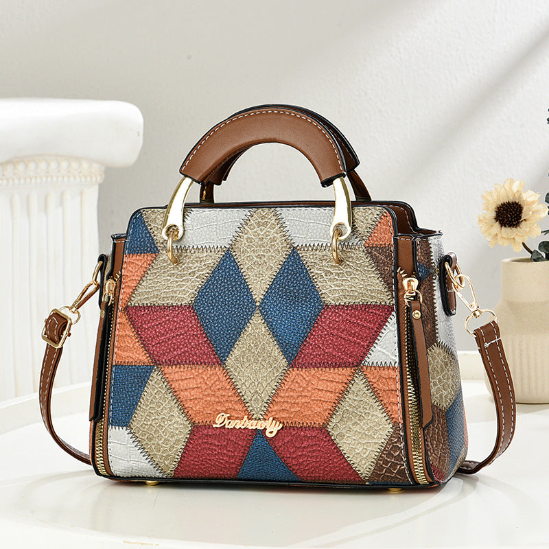 Bolso Estampado Piedra Cuadrado - Bandolera Hombro Elegante 2025