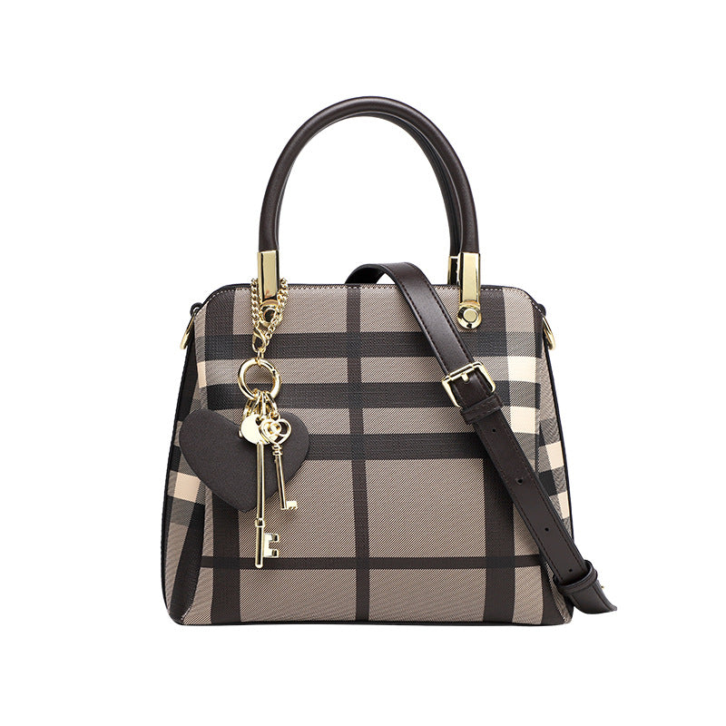 Bolso Piel Genuina Cuadros Retro - Tote Bandolera Crossbody Mujer 2025