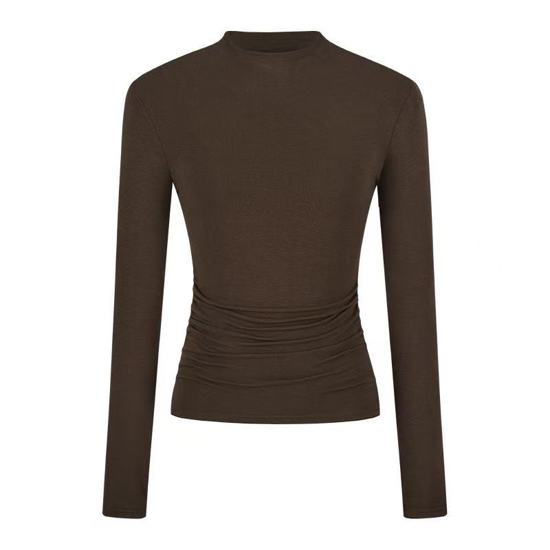 Camiseta Manga Larga Cuello Alto Slim — Cintura Marcada Hot Girl Mujer 2026
