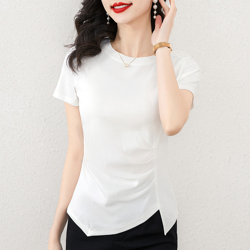 Camiseta Estilo Coreano Manga Corta — Suelta Elegante Transpirable Mujer 2026