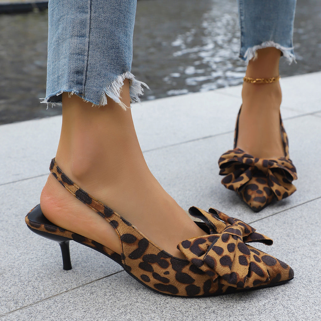 Tacones Stiletto Estampado Leopardo | Punta Fina Retro | Sandalias Elegantes 2024