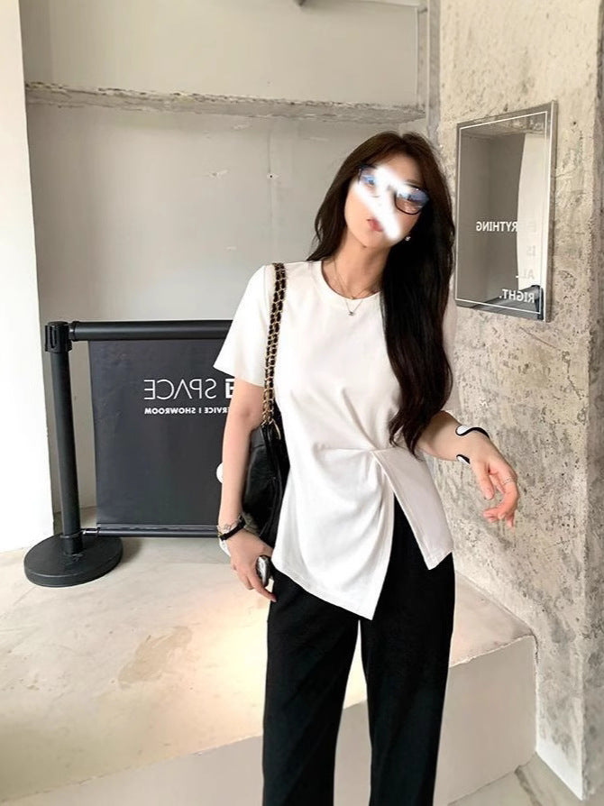 Camiseta Talla Grande Algodón — Diseño Split Hombro Favorecedor Mujer 2026