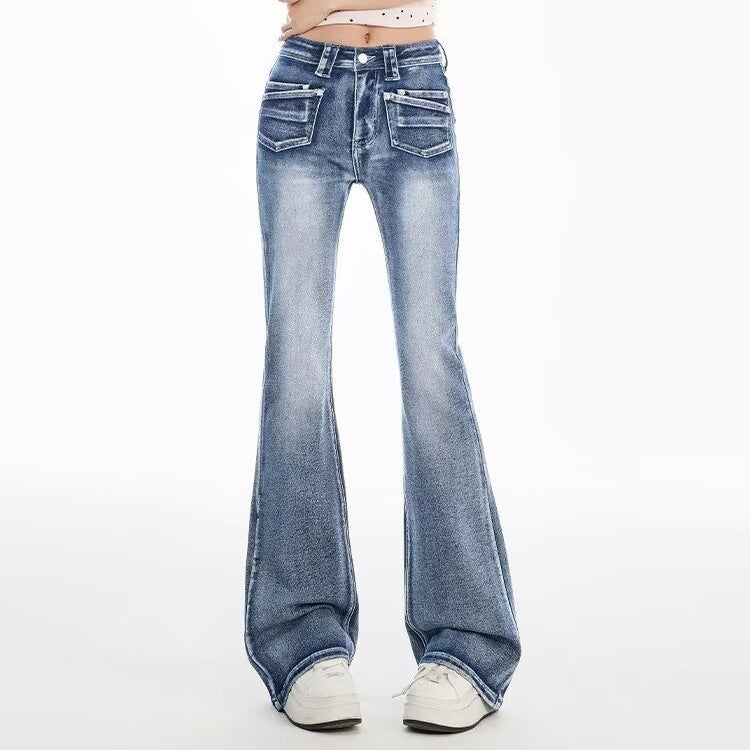 Jeans Acampanados Cintura Baja — Slim Fit Lavado Claro Mujer 2026