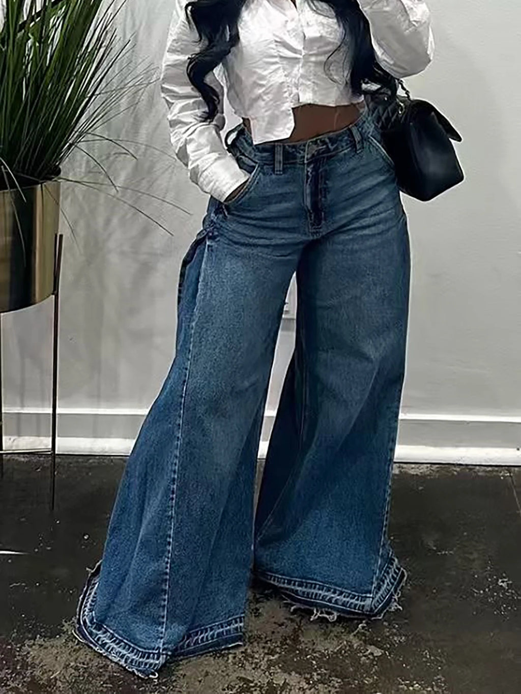 Jeans Wide Leg Vintage Y2K — Acampanados Largos Mujer