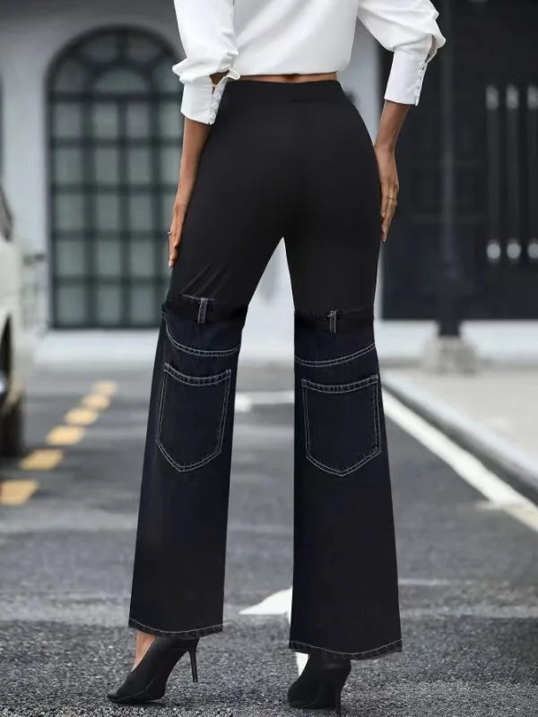 Jeans Y2K Vintage Cintura Alta — Patchwork Denim Pierna Ancha