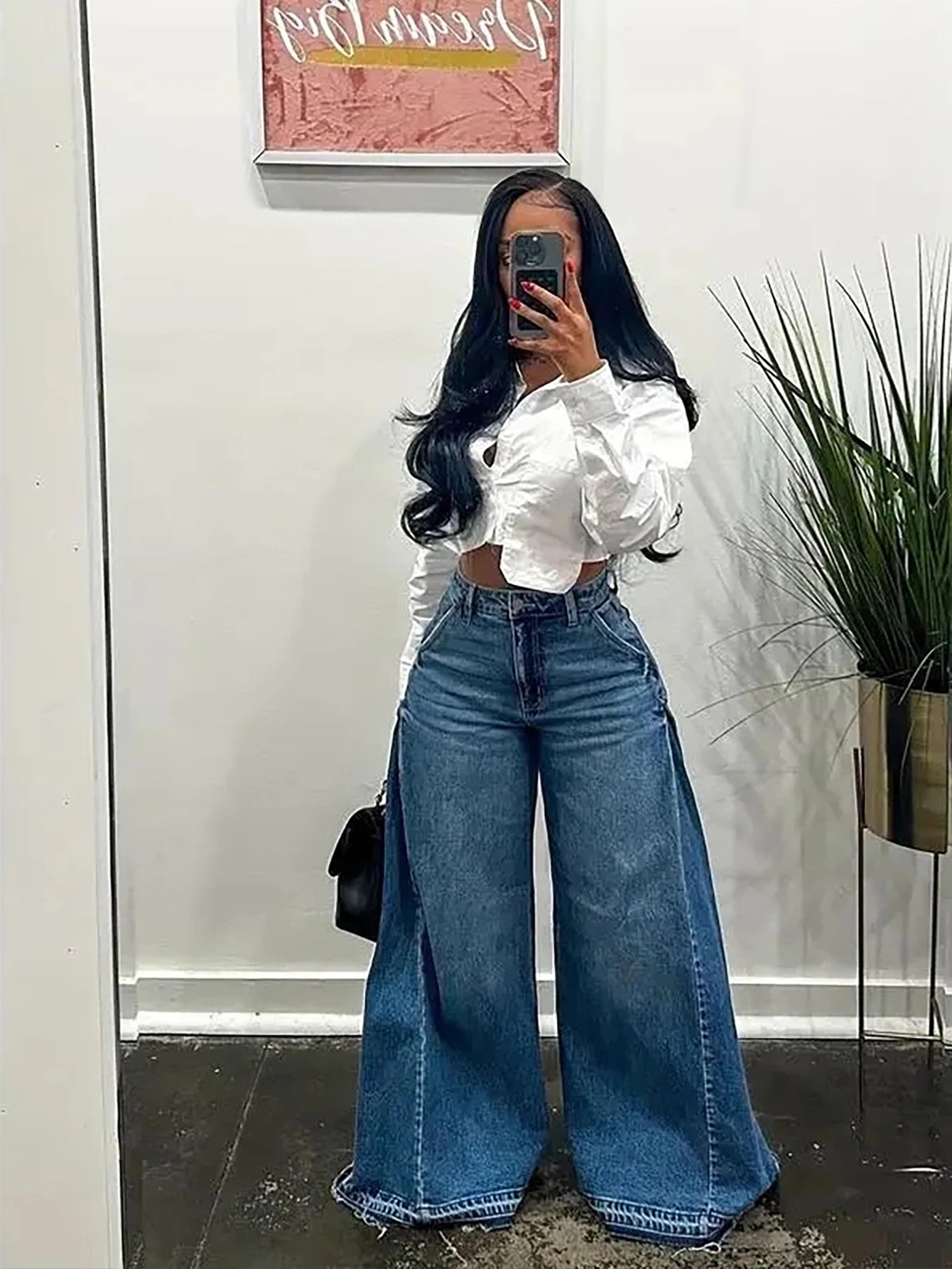 Jeans Wide Leg Vintage Y2K — Acampanados Largos Mujer
